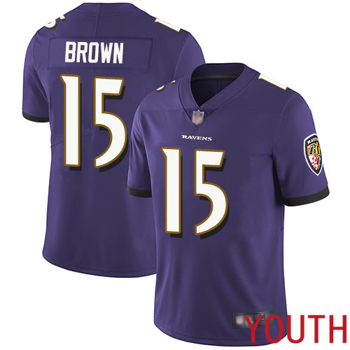 Baltimore Ravens Limited Purple Youth Marquise Brown Home Jersey NFL Football #15 Vapor Untouchable->youth nfl jersey->Youth Jersey